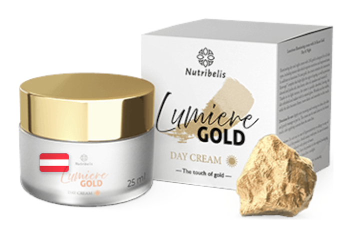 Lumiere Gold – Tiegel 25 ml mit goldenem Deckel, Faltschachtel und Goldnugget