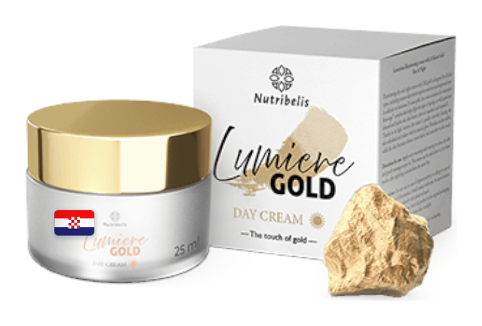 Lumiere Gold – staklenka 25 ml sa zlatnim poklopcem, kutija i grumen zlata